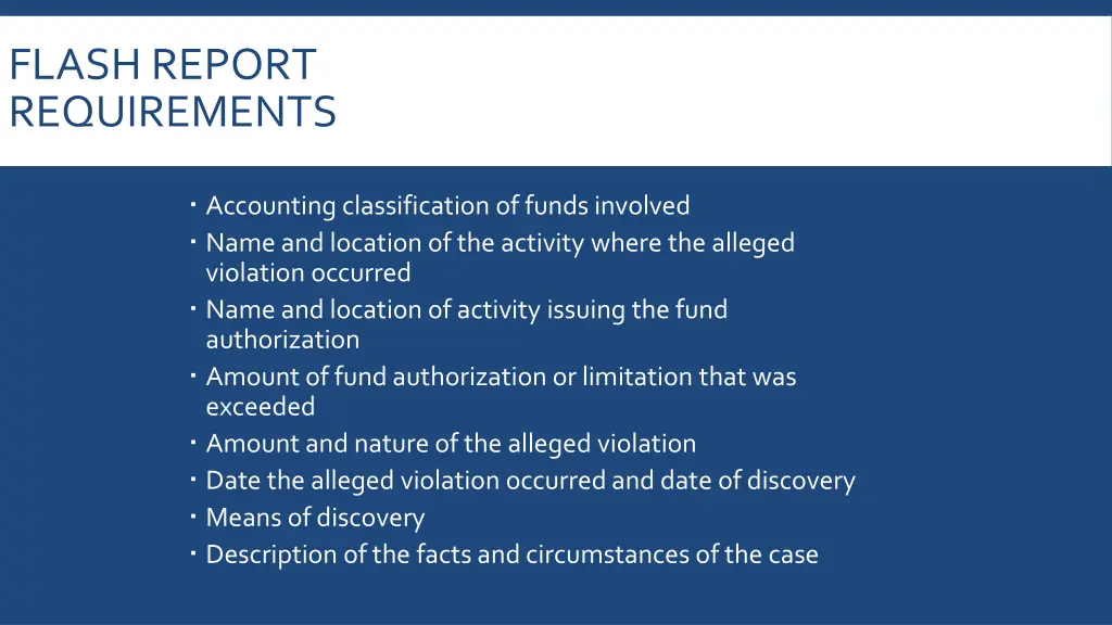 flash report requirements