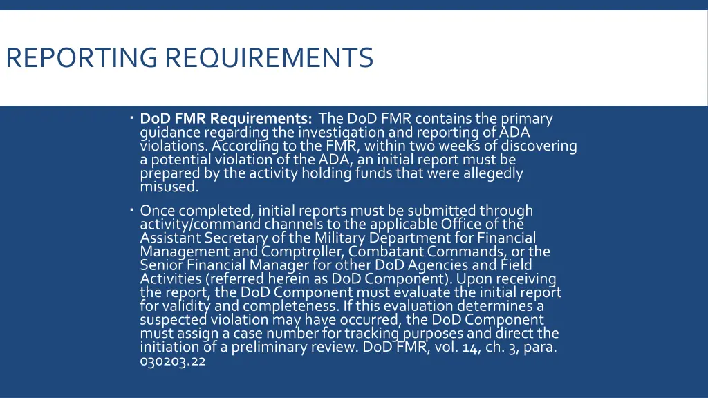 reporting requirements