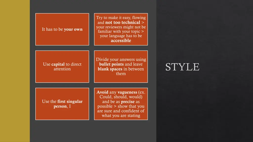 try to make it easy flowing and not too technical