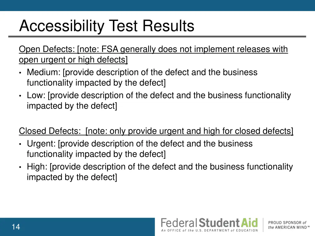 accessibility test results