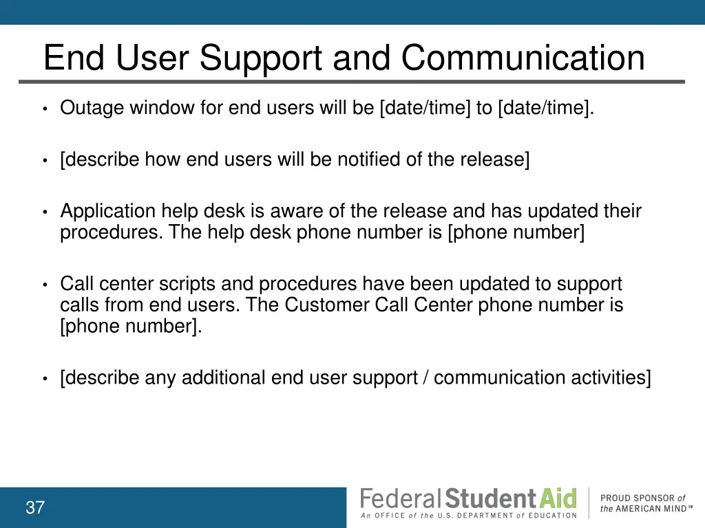 end user support and communication