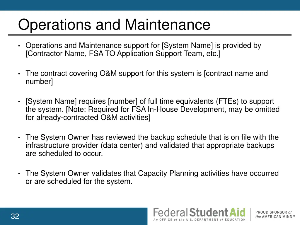 operations and maintenance