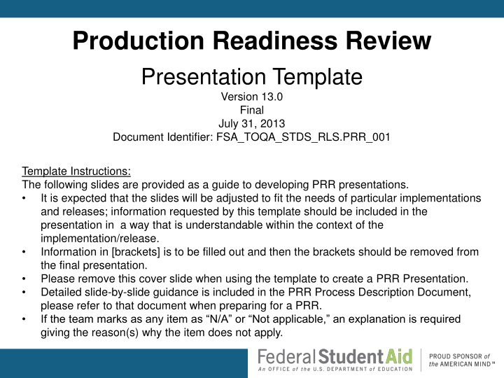 production readiness review presentation template