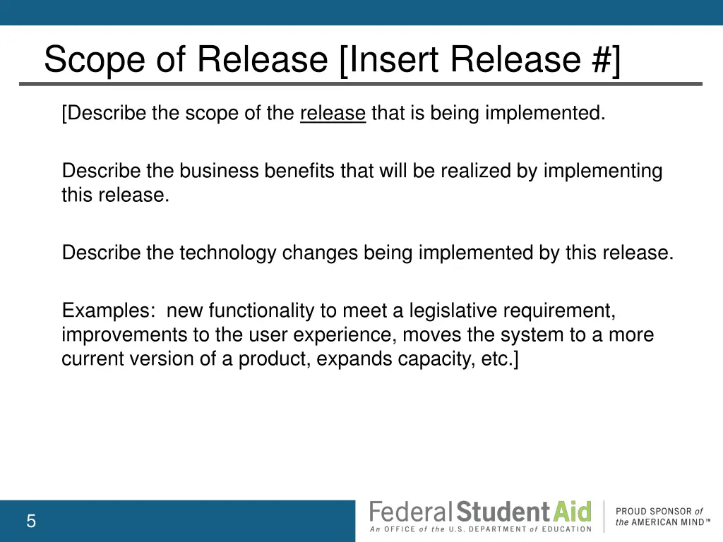 scope of release insert release