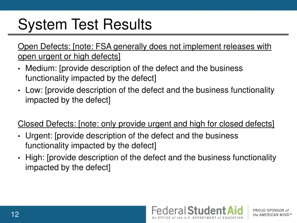 system test results