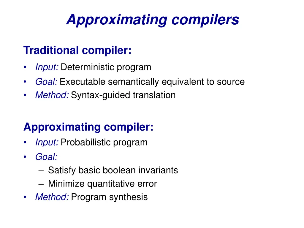 approximating compilers