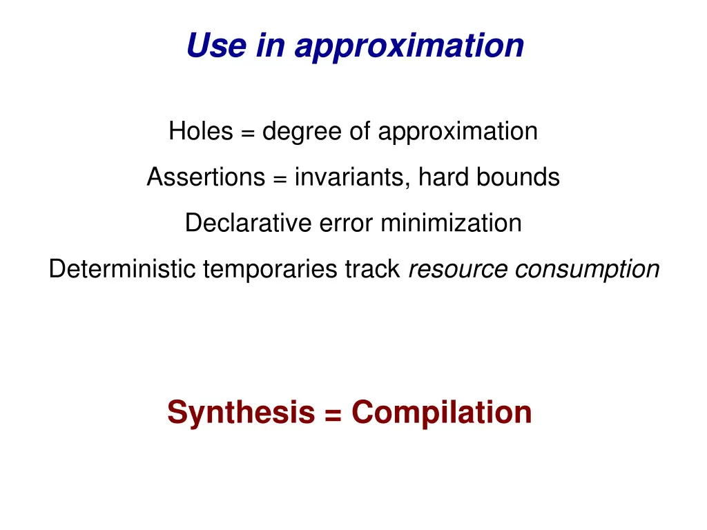 use in approximation