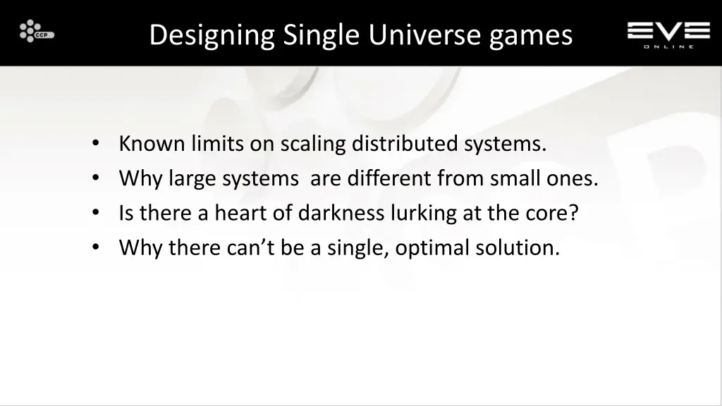 designing single universe games