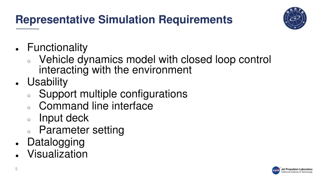 representative simulation requirements