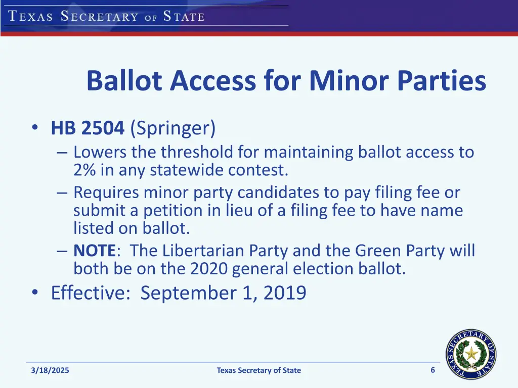 ballot access for minor parties