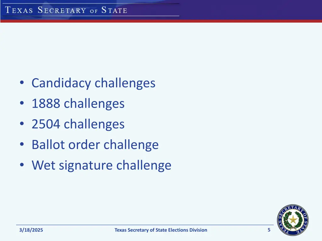 candidacy challenges 1888 challenges 2504