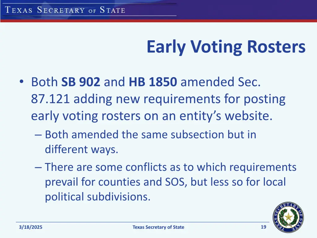 early voting rosters