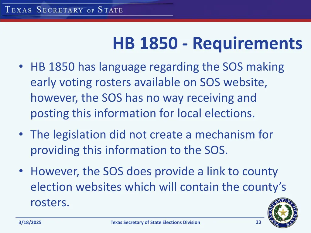 hb 1850 requirements hb 1850 has language