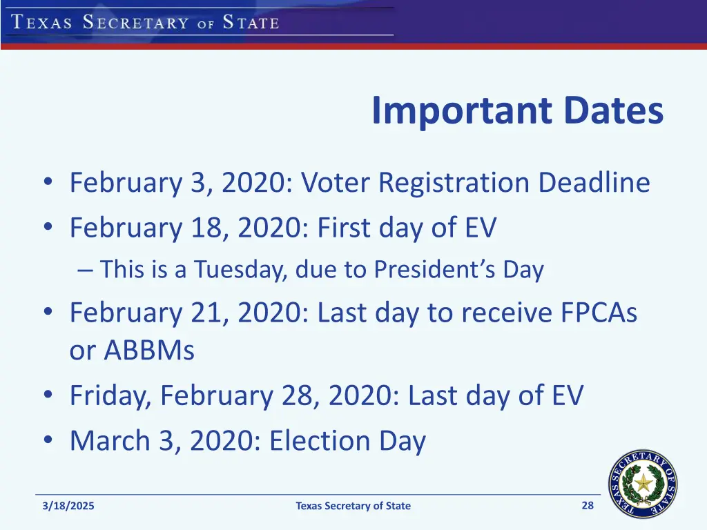 important dates 1