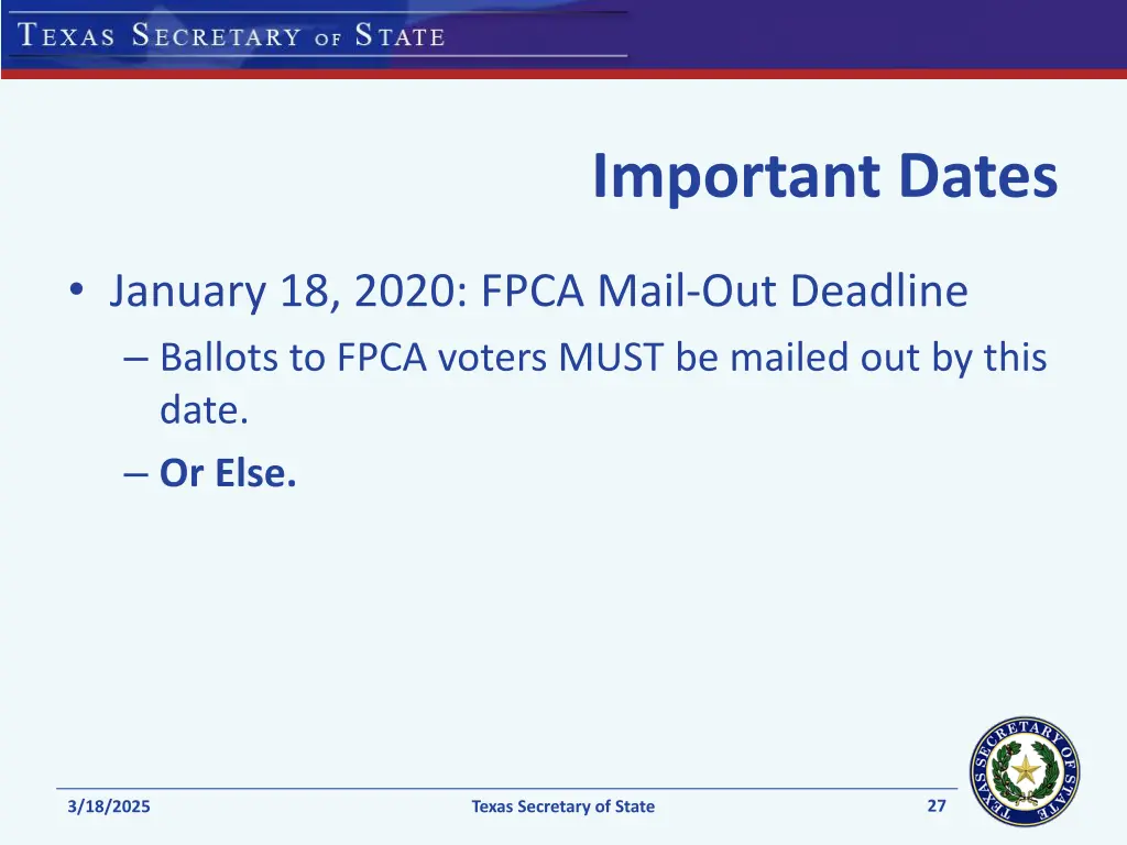 important dates