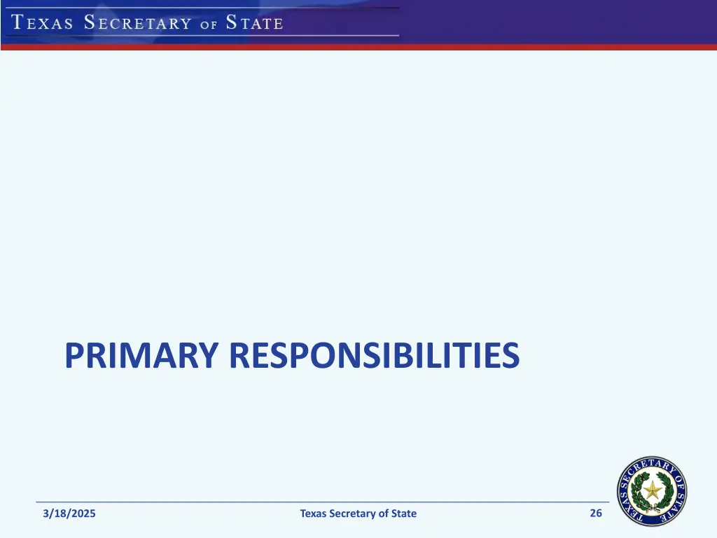 primary responsibilities
