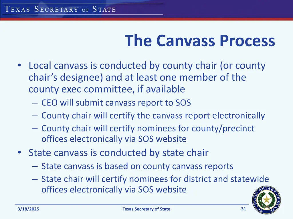 the canvass process