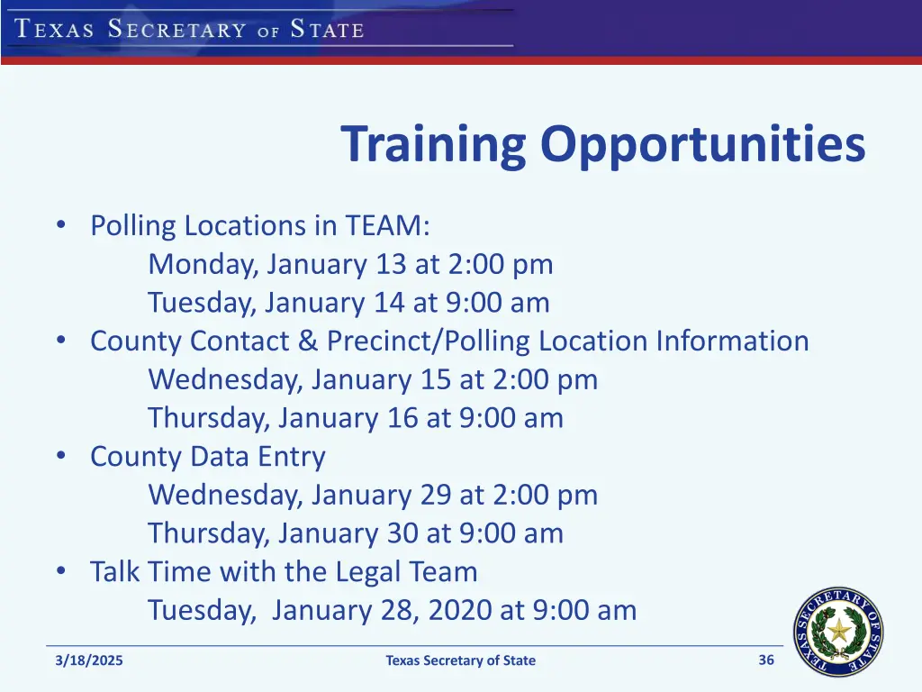 training opportunities