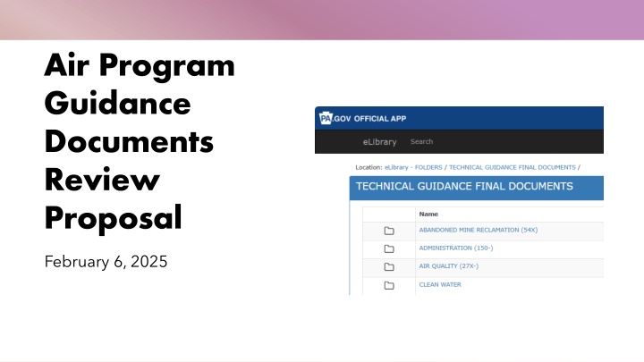air program guidance documents review proposal