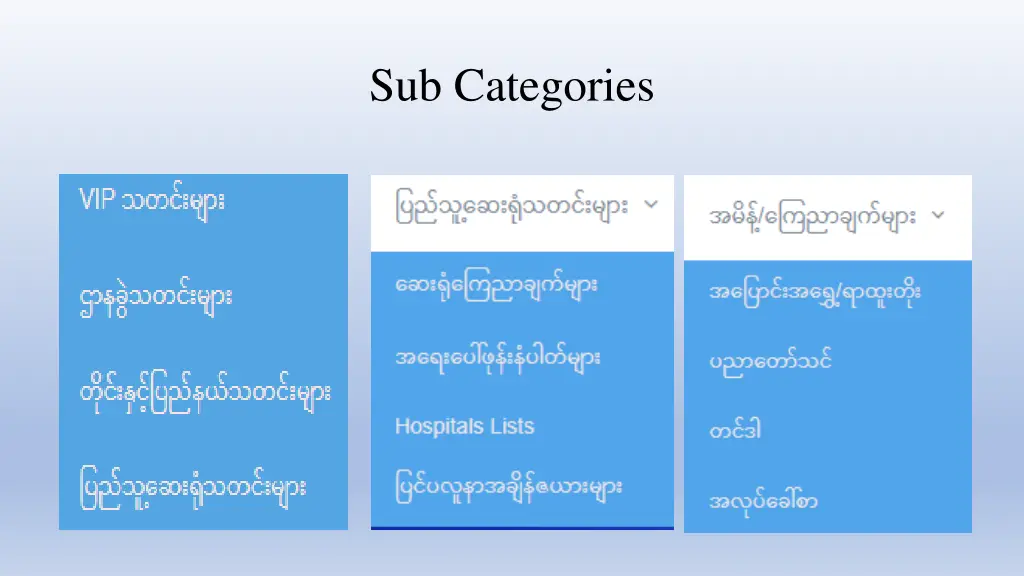 sub categories