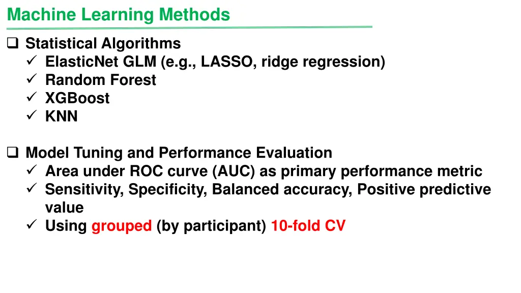 machine learning methods 1