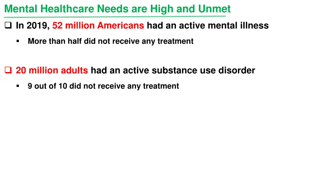mental healthcare needs are high and unmet