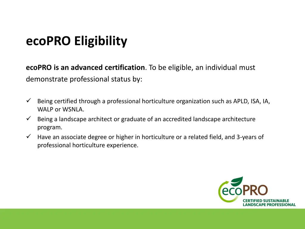 ecopro eligibility