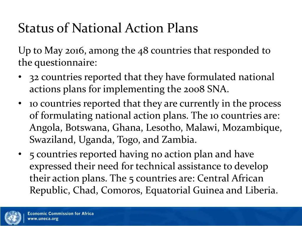 status of national action plans