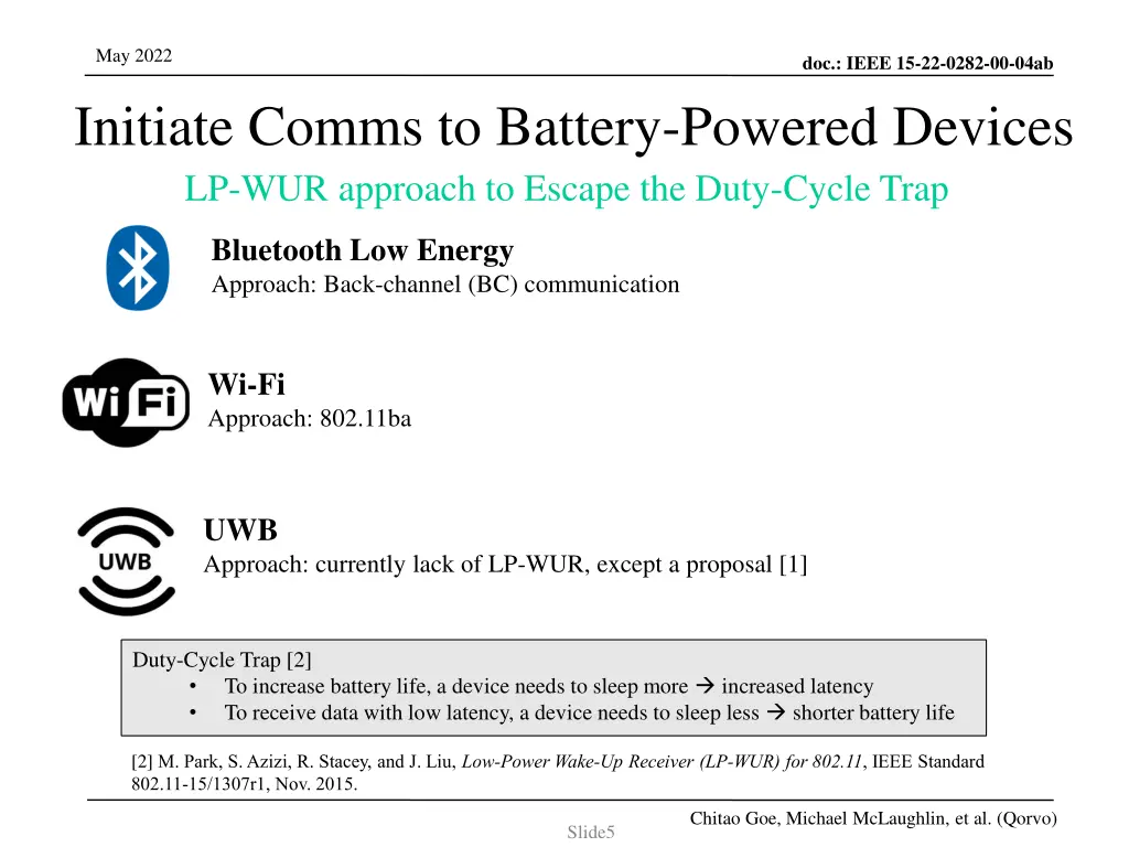 may 2022 initiate comms to battery powered