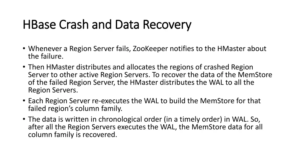 hbase hbase crash and data crash and data recovery