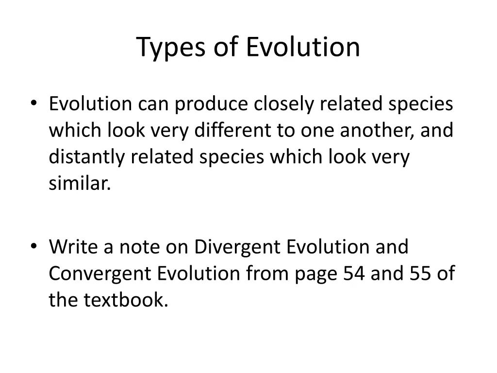 types of evolution