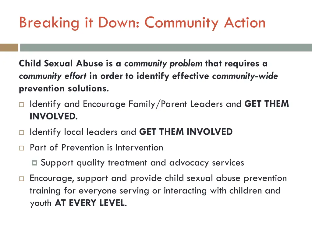 breaking it down community action