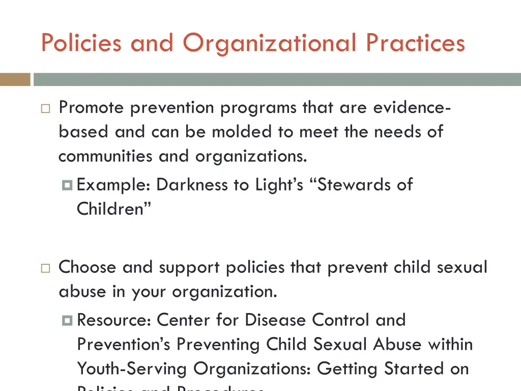 policies and organizational practices
