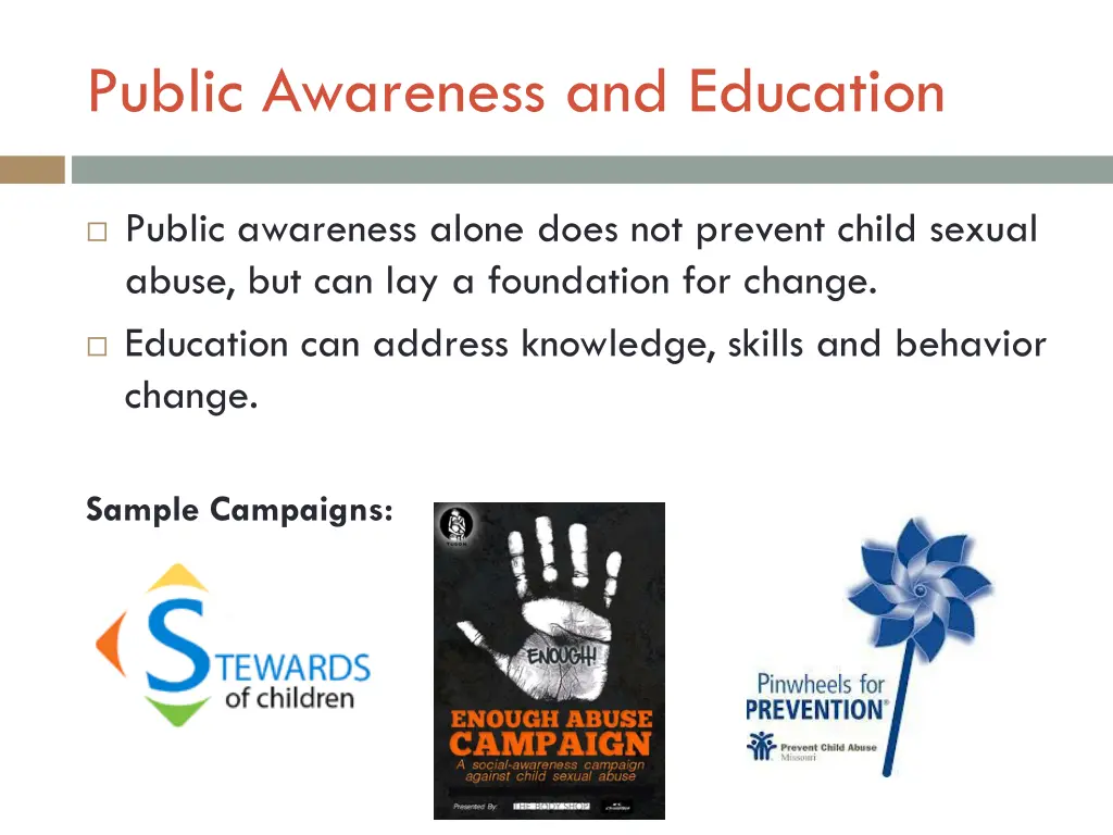public awareness and education