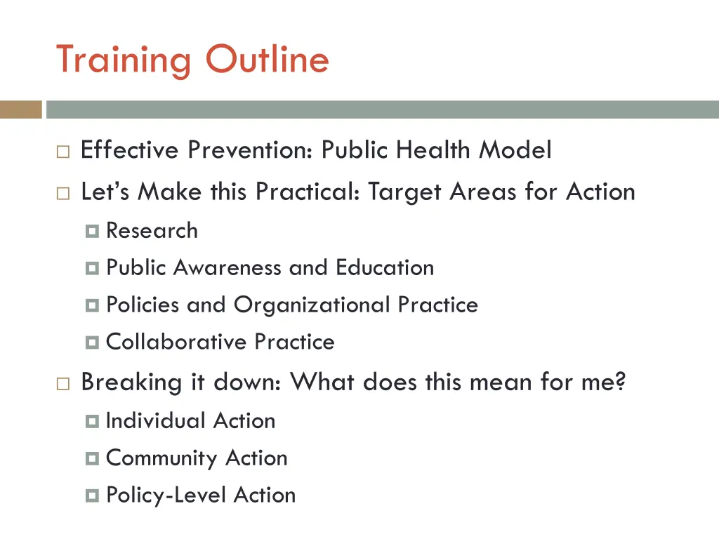 training outline