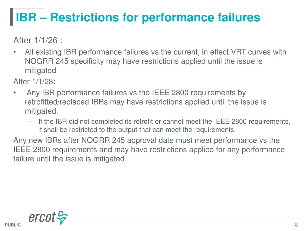 ibr restrictions for performance failures 1