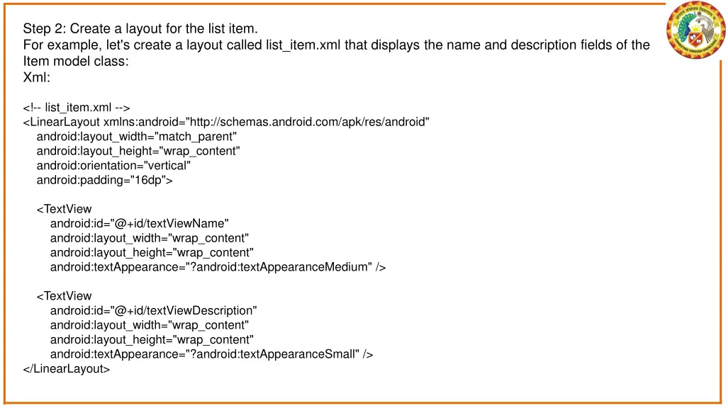 step 2 create a layout for the list item
