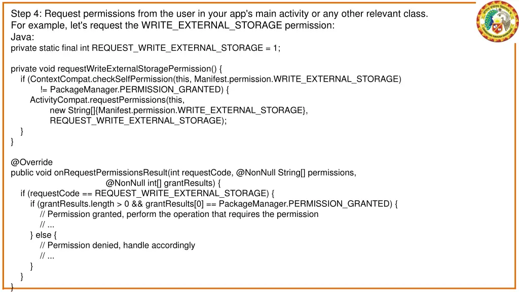 step 4 request permissions from the user in your