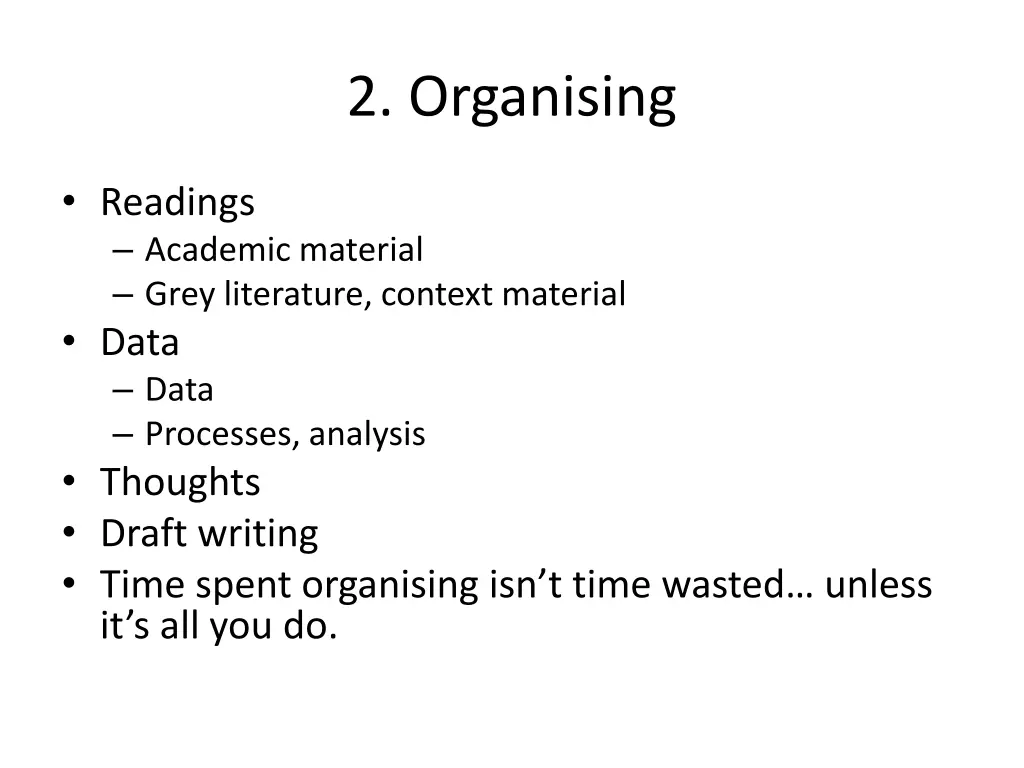 2 organising