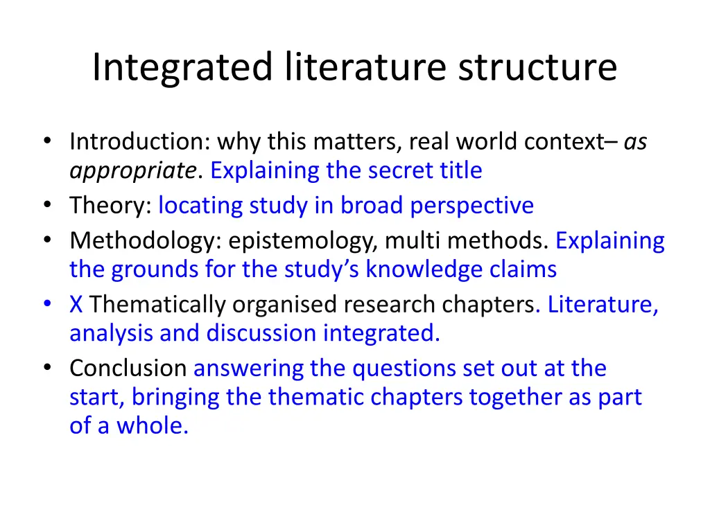integrated literature structure
