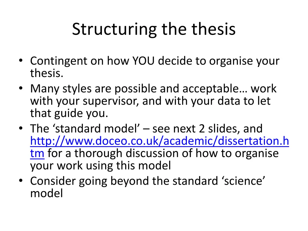 structuring the thesis