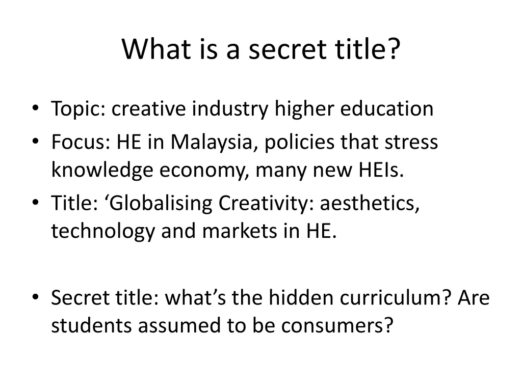 what is a secret title