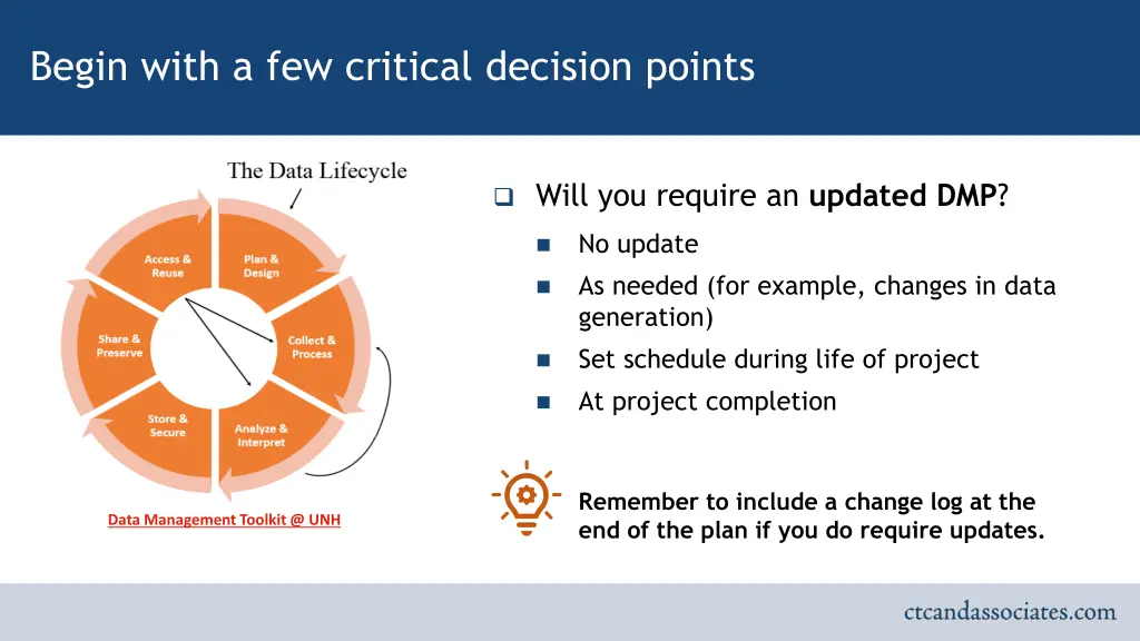 begin with a few critical decision points 1