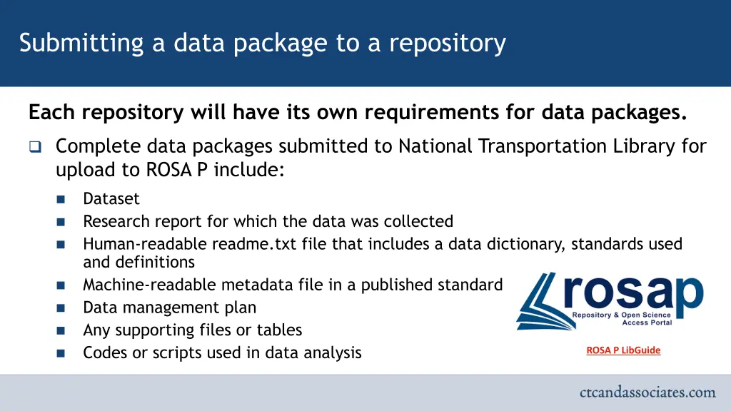 submitting a data package to a repository