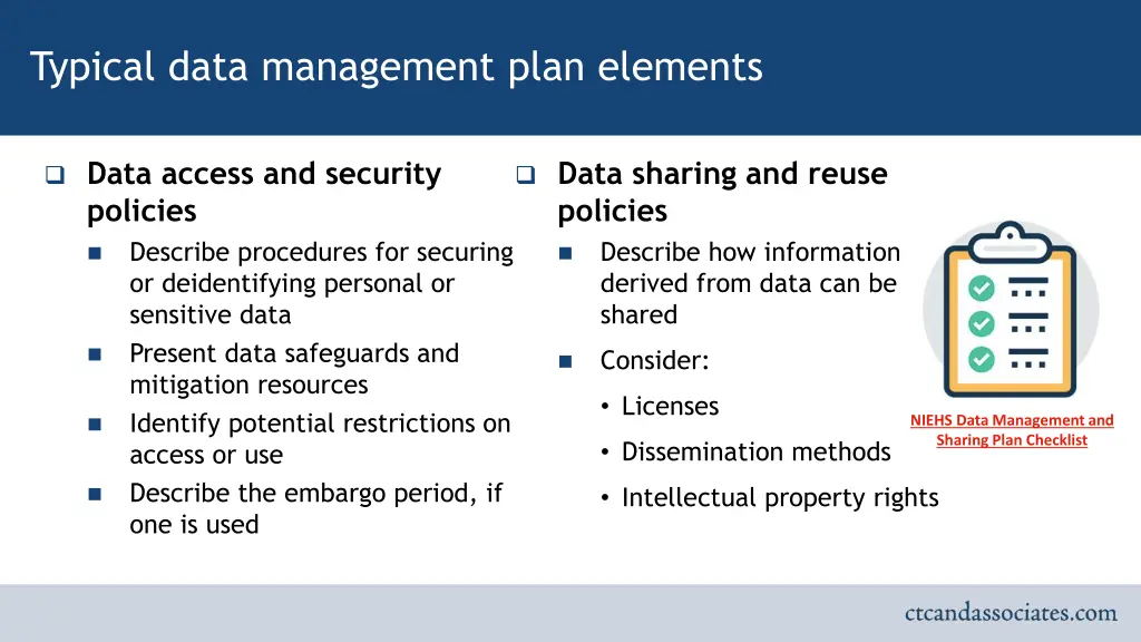 typical data management plan elements 1