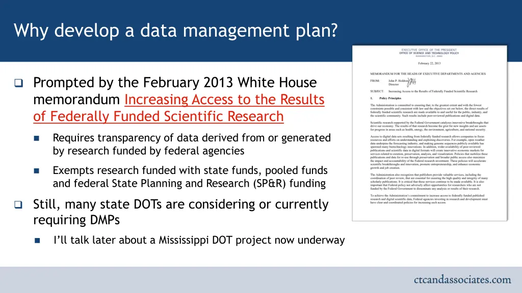 why develop a data management plan