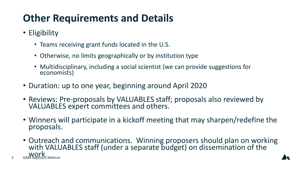 other requirements and details eligibility teams
