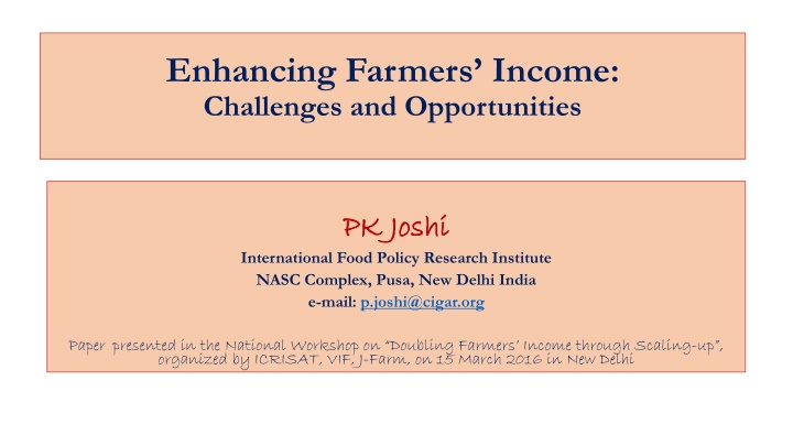 enhancing farmers income challenges
