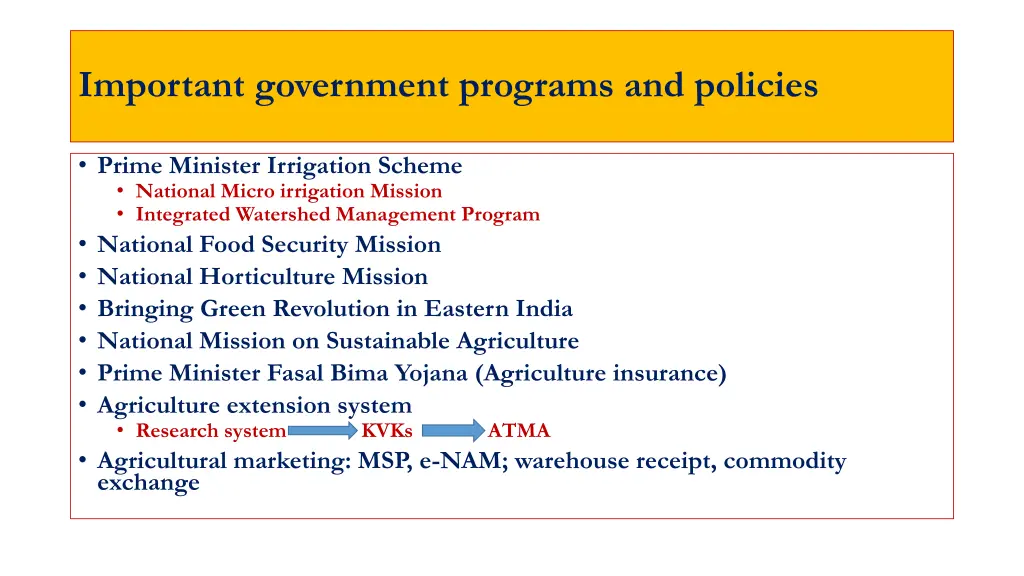 important government programs and policies