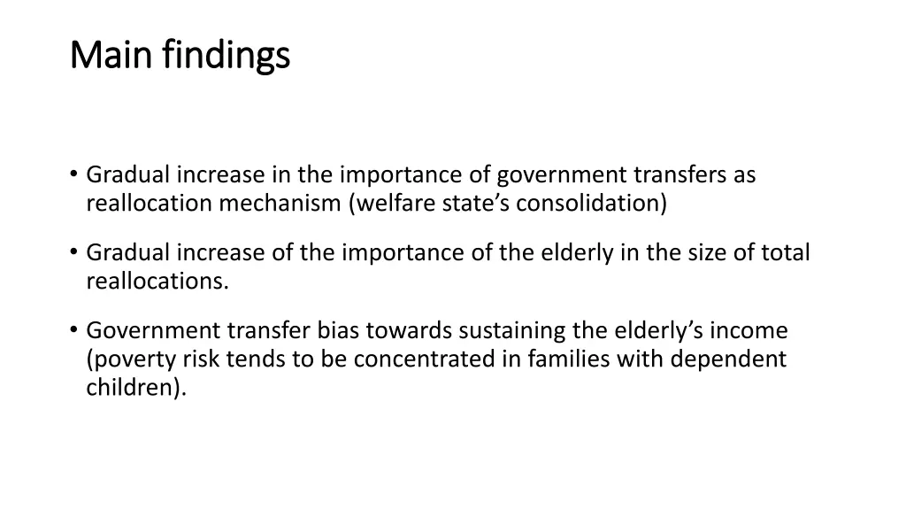 main main findings findings